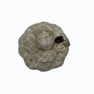 Camellia Style Flower Brooch | Designer-Inspired Luxury Pin | White Tone